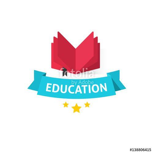 Red Open Book Logo - Bookstore logo vector illustration isolated on white, flat red open ...