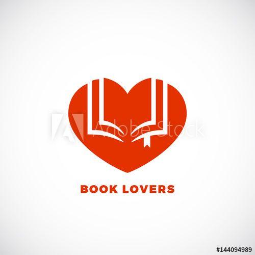 Red Open Book Logo - Book Lovers Abstract Vector Sign, Emblem or Logo Template. Negative ...