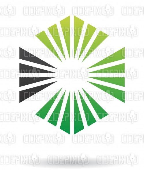 Hexagon Triangles Logo - abstract green and black triangles hexagon logo icon