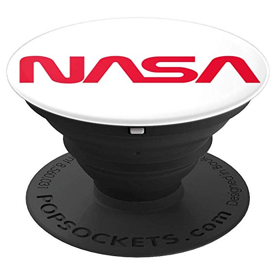 NASA Red Logo - NASA Worm Logo White Red Grip and Stand