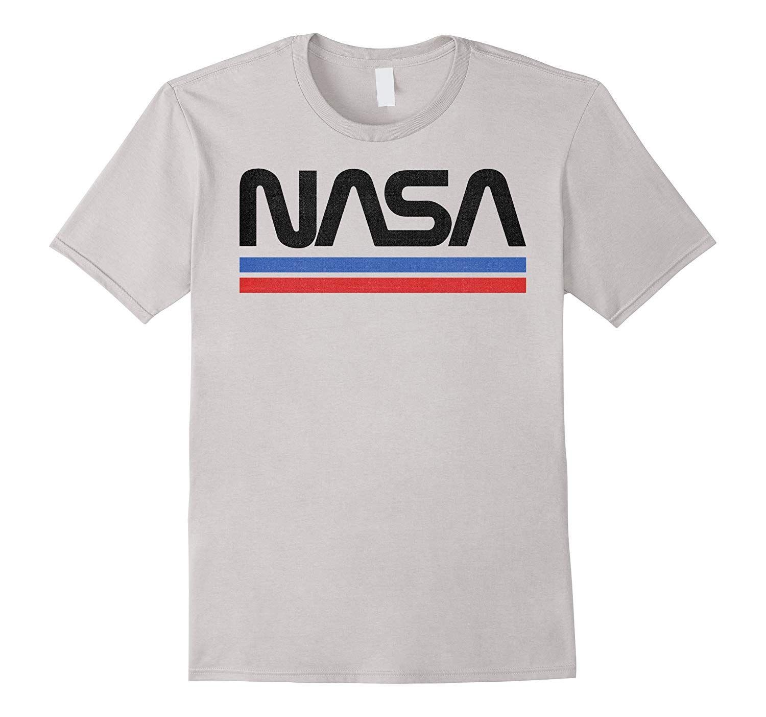 NASA Red Logo - NASA Red Blue Stripe Minimal Logo Vintage Graphic T-Shirt-ANZ ...