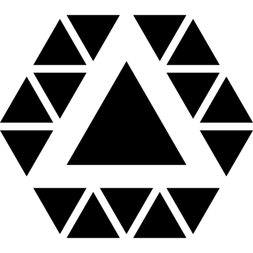 Hexagon Triangles Logo - Multiple triangles inside hexagon Icon