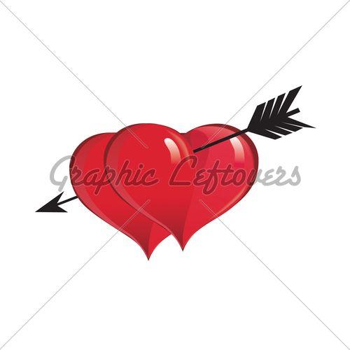 Red and Black Arrow Logo - Black Arrow Penetrating Two Red Heart.Vector Illustration · GL Stock ...