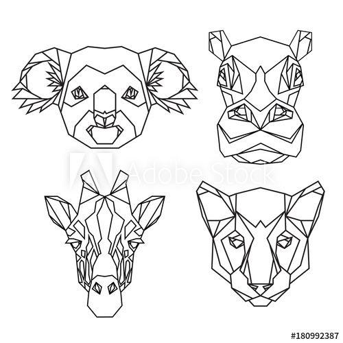 Giraffe Face Logo - Geometric vector set of koala, hippo, puma, giraffe vector animal ...