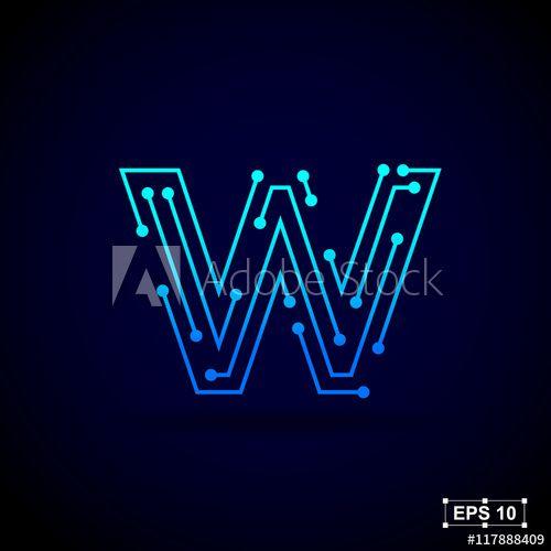 w Logo - Letter W logo design template, Technology abstract dot connection