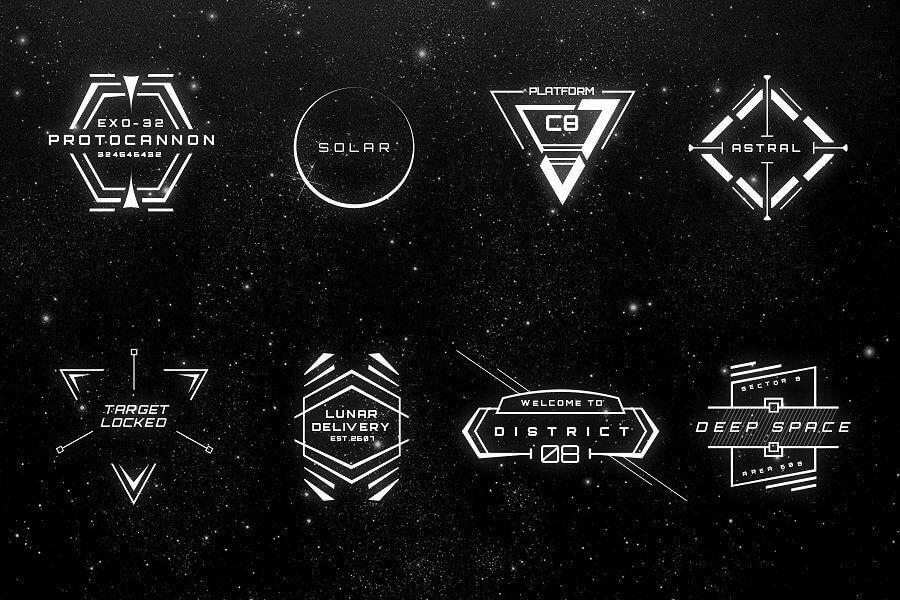 Sci-Fi Logo - Sci Fi Bundle: Space Fonts, Background, Logos, UI Kit $17