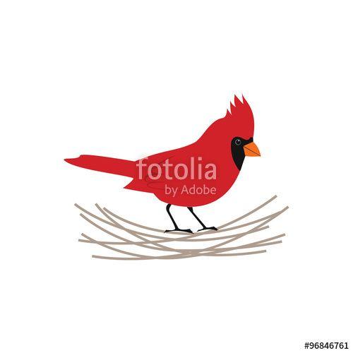 Cartoon Cardinal Logo - Cardinal bird in the nest