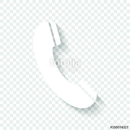 Telephone Transparent Logo - Telephone receiver icon. White icon with shadow on transparent ...