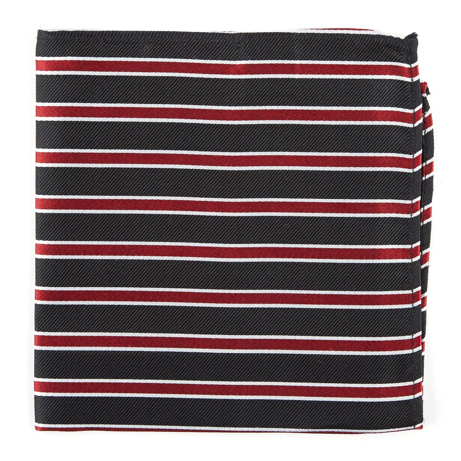 Italian Red White Square Logo - Italian Silk Pocket Square // Black, Red + White Shadow Stripe ...