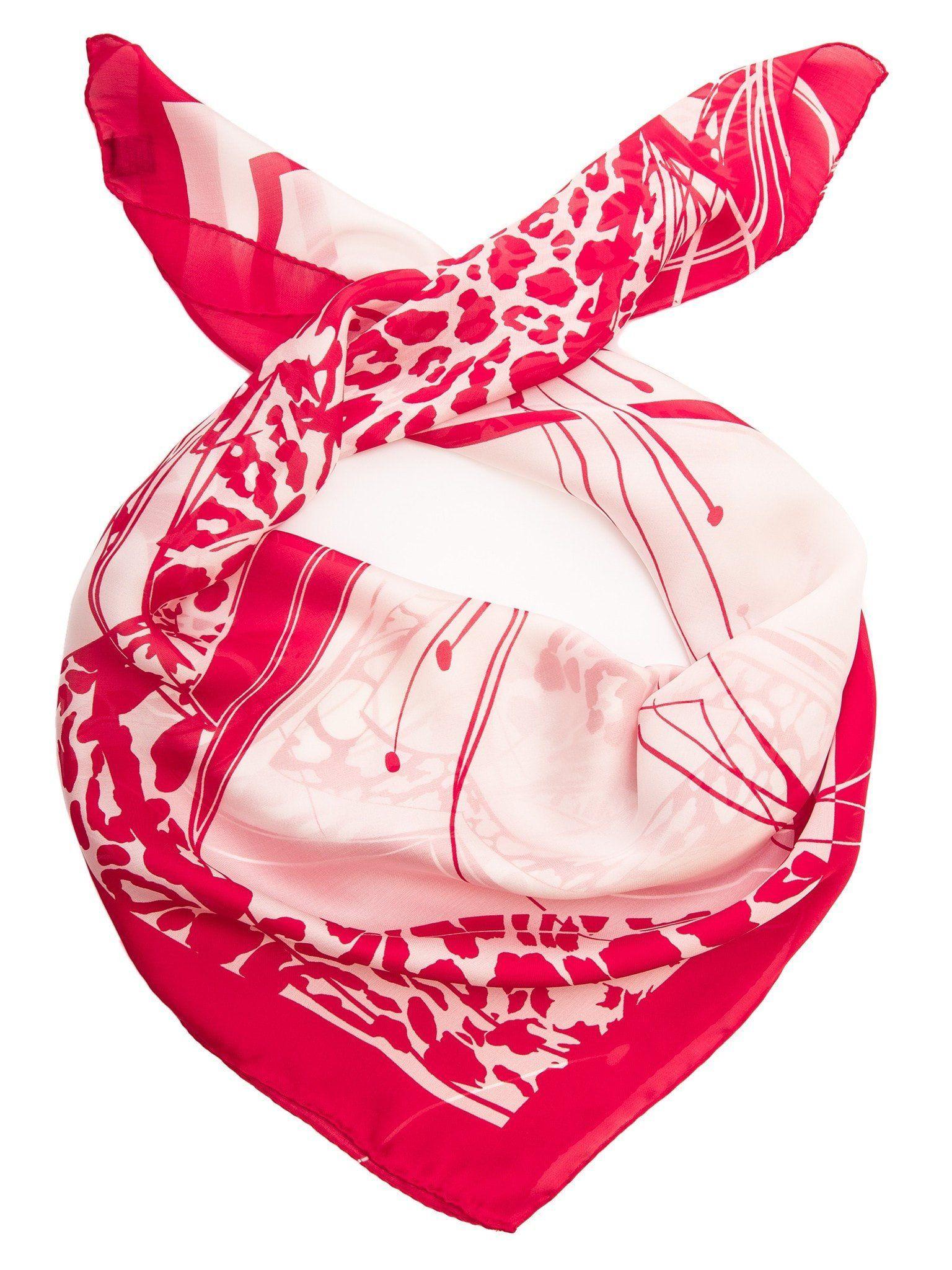 Italian Red White Square Logo - Italian Red Leopard Print Silk Chiffon Square Scarf