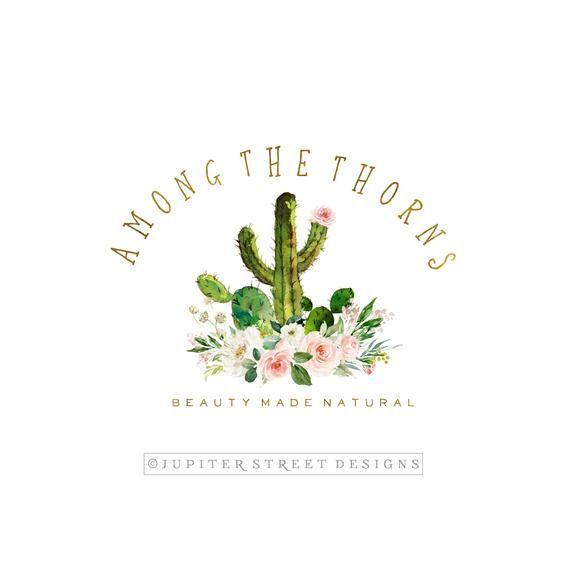 Natural Flower Logo - Logo Design-Cactus Logo-Flower Logo-Photography Logo-Boho | Etsy