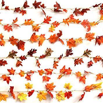 Yellow and Red Leaves Logo - Amazon.com: 36 Feet Artificial Maple Leaves Garland Fall Autumn ...