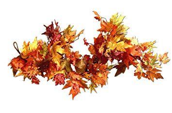 Yellow and Red Leaves Logo - Amazon.com: CraftMore Premium Autumn Decor Maple Fall Leaf Garland ...