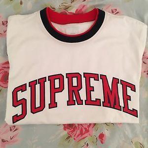 Supreme White Double Logo - Supreme Arc Double Ringer Logo Cut And Sew Tee T Shirt