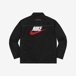 Supreme White Double Logo - Supreme x Nike Double Zip Quilted Work Jacket Size M Black FW18 100