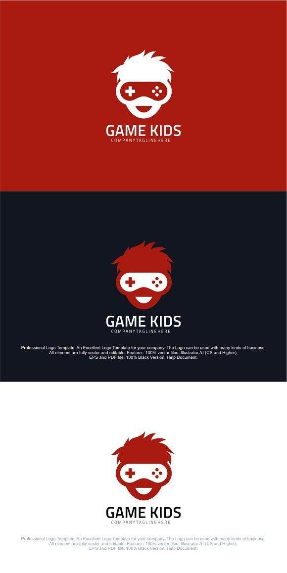 Red and Black Gamer Logo - Geek Gamer Logo Template. Kids Design. Logo templates