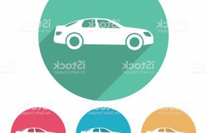 Multi Colored Circular Logo - Set Of Four Flat Style Cars In Multi Colored Circles With Shadow ...