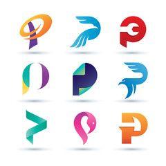 Abstract Letter Logo - Set of Abstract Letter P Logo and Colorful Icon Logos