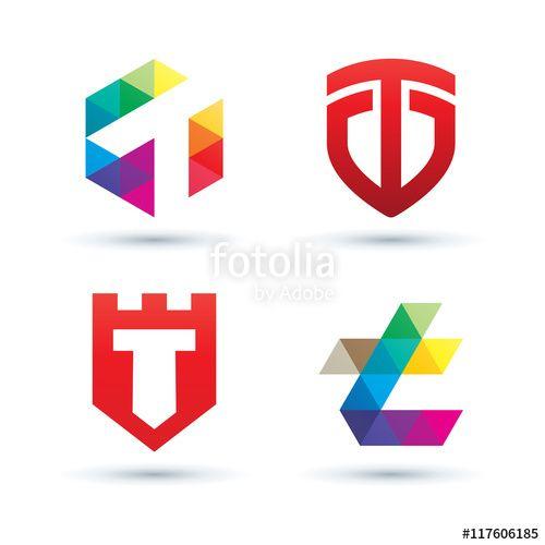 Abstract Letter Logo - Set of Abstract Letter T Logo - Vibrant and Colorful Icons Logos ...