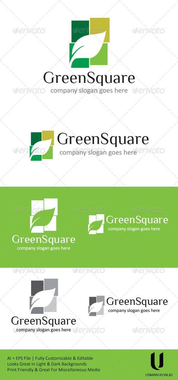 Green Square Company Logo - An environmental logo designed to symbolize nature and an eco ...
