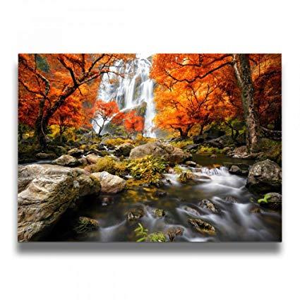 Landscape Wall Logo - Amazon.com: Art-logo Autumn Waterfall Forest Scenery Picture Home ...