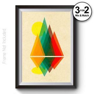 Landscape Wall Logo - Bauhaus Style Landscape Wall Art - Sunset Mountain Giclee Quality ...