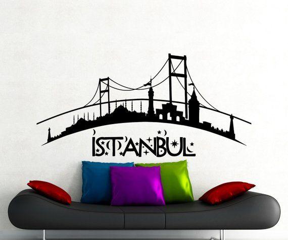 Landscape Wall Logo - Istanbul Logo Wall Sticker Istanbul Landscape Word Turkey | Etsy