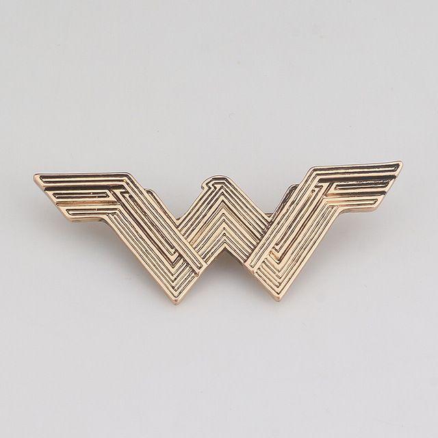 Wonder Woman Movie Logo - Movie Wonder Woman Brooch Broches Antique Gold Wonder Woman W ...