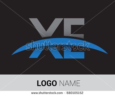 Gray for the Name Logo - XE initial logo company name colored grey and blue swoosh design