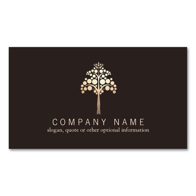 Gold Brown Company Logo - Modern Gold Tree Logo Business Card. Elegant Tree Business Cards