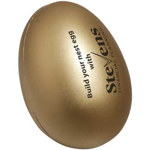 Gold Brown Company Logo - Promotional Golden Egg Stress Balls with Custom Logo for $1.44 Ea.