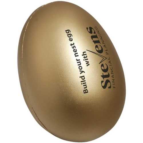 Gold Brown Company Logo - Promotional Golden Egg Stress Balls with Custom Logo for $1.44 Ea