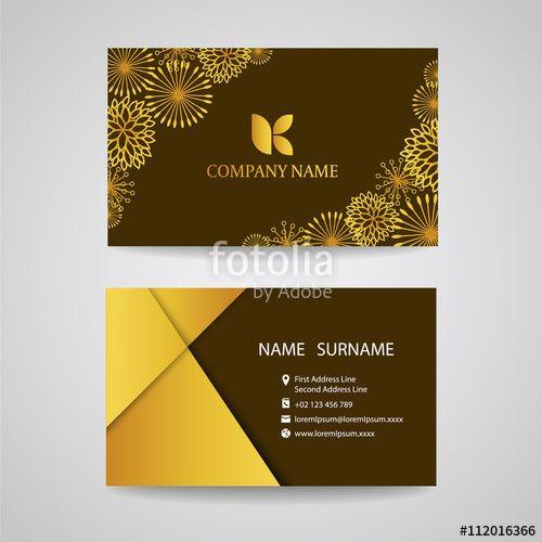 Gold Brown Company Logo - Business card - Gold floral frame on brown background vector design ...