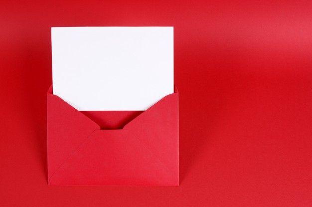 Red Open Envelope Logo - Red valentine envelope with a card Photo