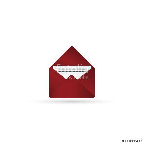 Red Open Envelope Logo - Red open envelope with paper.
