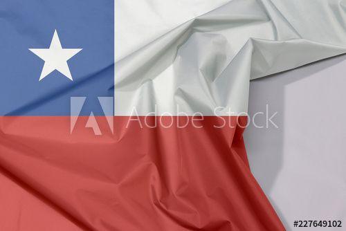 Blue Square White Star Logo - Chile fabric flag crepe and crease with white space, a horizontal ...