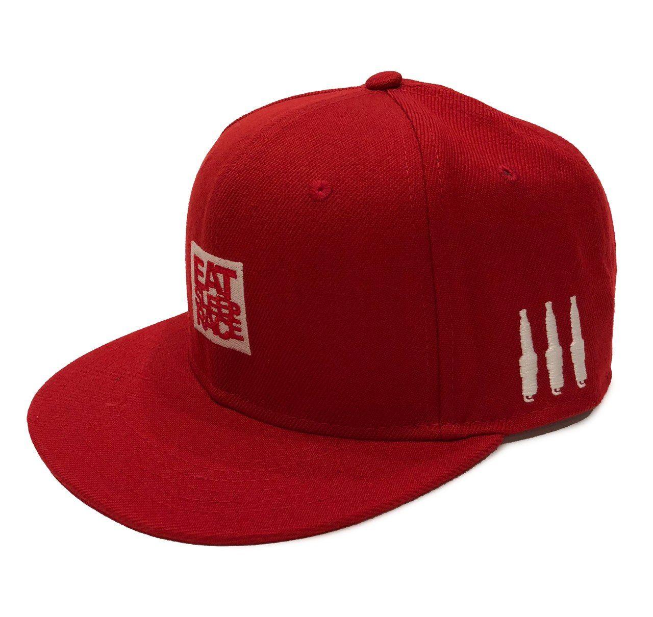 Red Box with White Square Logo - Logo Square Snapback Hat. Red White Sleep Race
