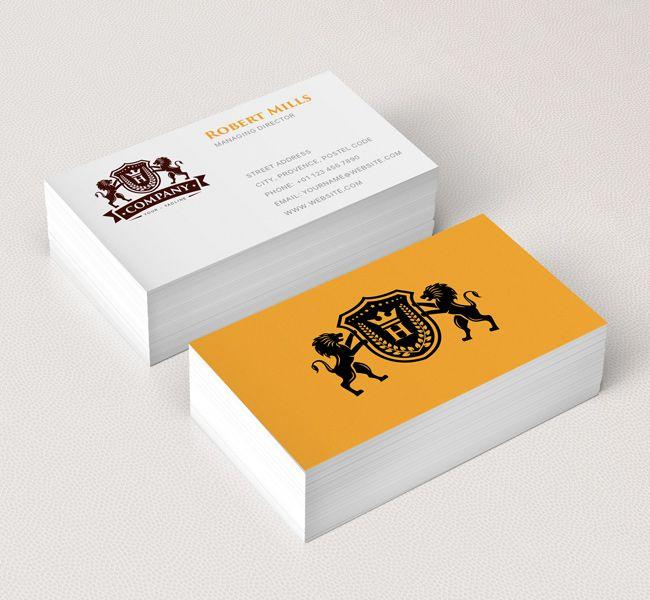 Business Card Logo - Lion Crest with Crown Logo & Business Card Template - The Design Love