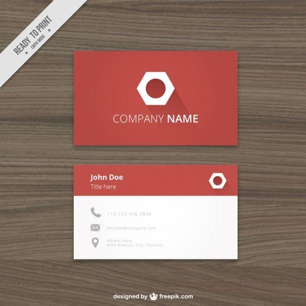 Business Card Logo - Red business card with a hexagonal logo Vector