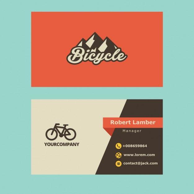 Business Card Logo - Retro business card with bicycle logo Vector