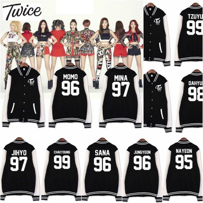 Twice Logo - TWICE] Logo Member Name Numbered Baseball Varsity Uniform Jacket