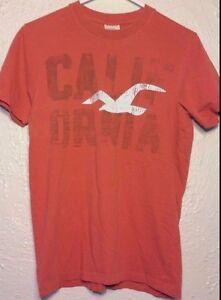 Red White Bird Logo - Hollister T-Shirt - Sz: S - Orange - 