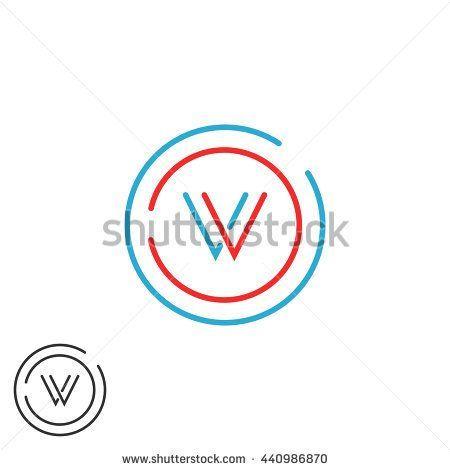 Lines Red Y Logo - Initials VV combination monogram logo V letter, thin lines red