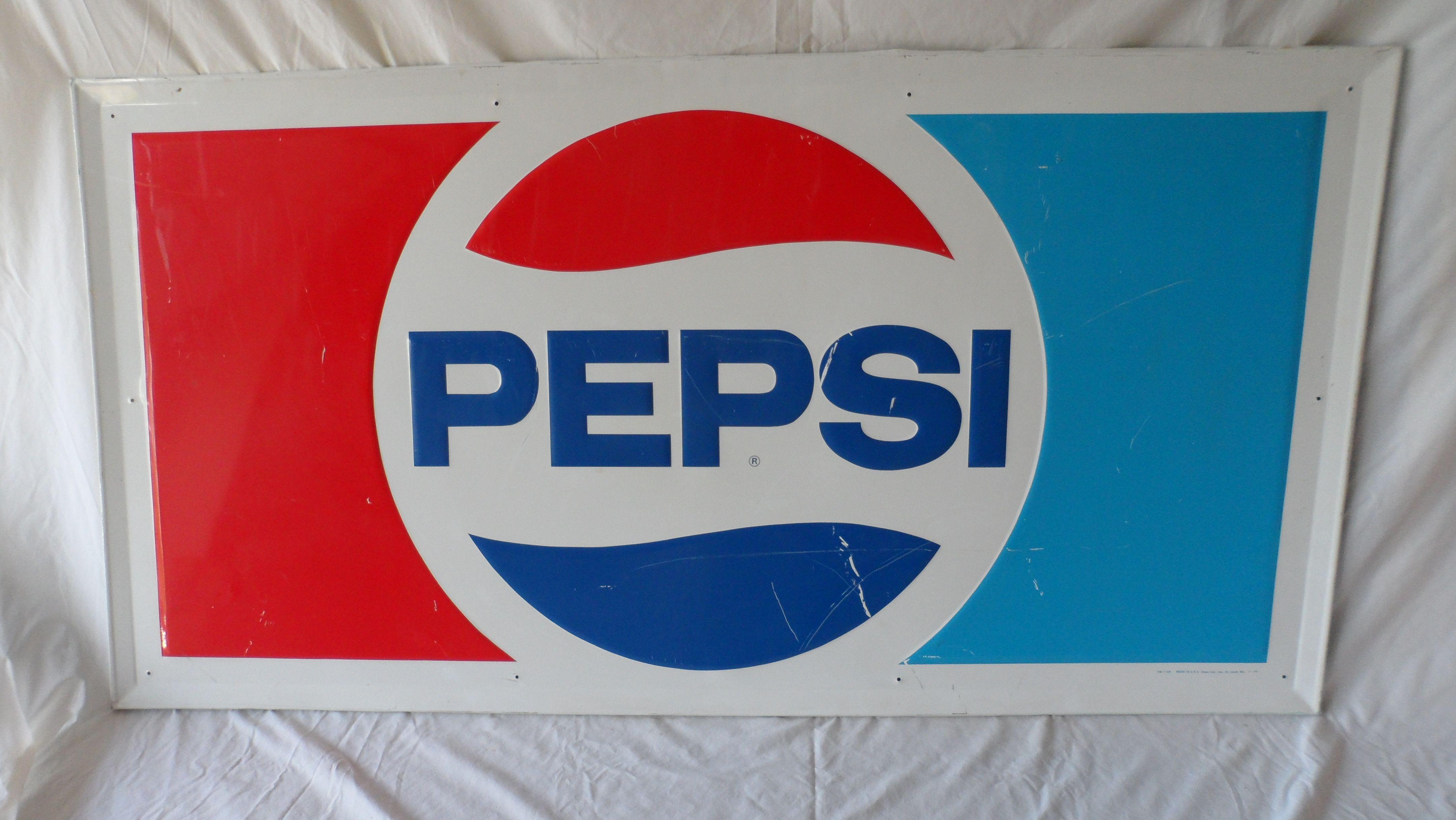 1960s Pepsi Logo - Vintage Metal Pepsi Adverting Sign, 3ft x 5ft - circa 1960's