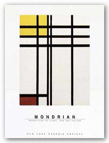 Lines Red Y Logo - Opposition of Lines Red and Yellow by Piet Mondrian Art Print Poster