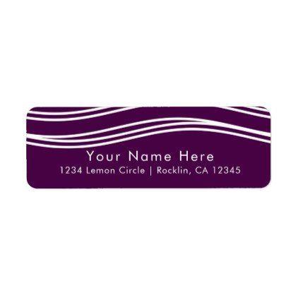 Purple with White Waves Logo - Plum Wine Purple & White Wave Chic Modern Wedding Label. chic