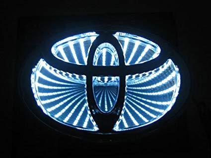 Blue and White Car Logo - 3D White Led TOYOTA Logo Badge Light Car Trunk Emblem