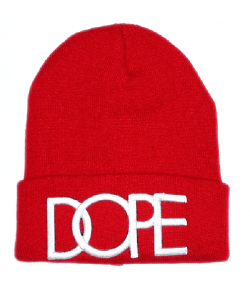Dope Clothing Logo - Dope Couture Dope Logo Beanie Hat (Red)