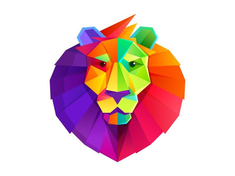 Crystal Lion Logo - Rainbow lion head by Roma Korolev (kaer logo) | Dribbble | Dribbble