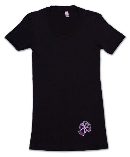 Purple with White Waves Logo - 9th Wave Women's Tee Black with Purple Logo Wave Gallery